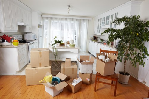 Professional movers assisting with furniture