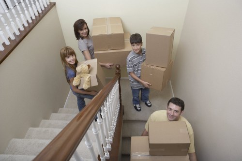 Packing boxes being loaded into a van